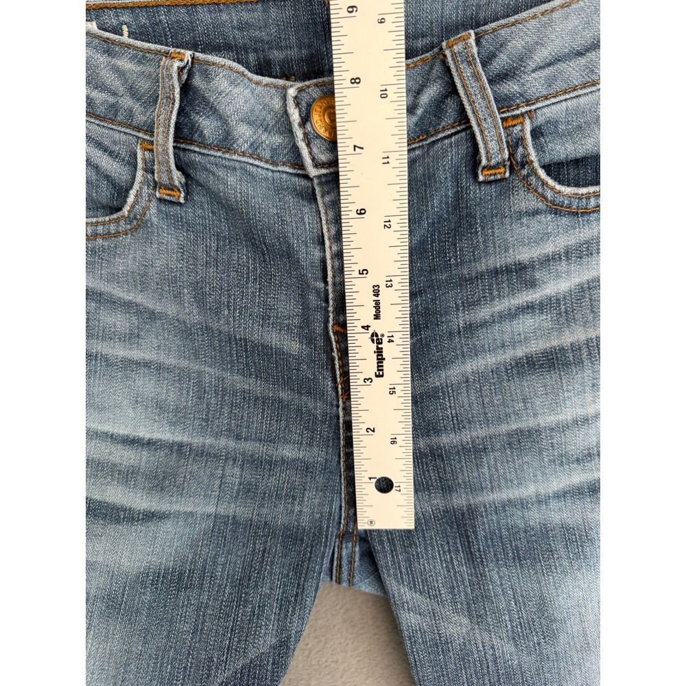 True Religion Gianna Moto Jeans Womens 30 Blue Denim Low Rise Biker Slim Flare - Picture 9 of 10